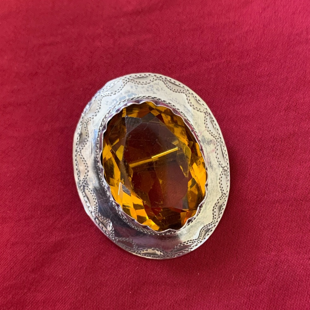 Vintage sterling silver and glass brooch